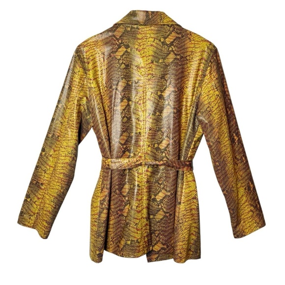 Vintage Buttons Snake Print Vegan Leather Retro Belted Women’s Blaxer Sz L - Picture 9 of 12